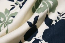 Large Navy & Sage Floral Lightweight Twill