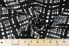 Black & Ivory Grunge Plaid Stretch Twill