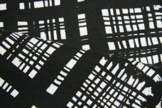 Black & Ivory Grunge Plaid Stretch Twill