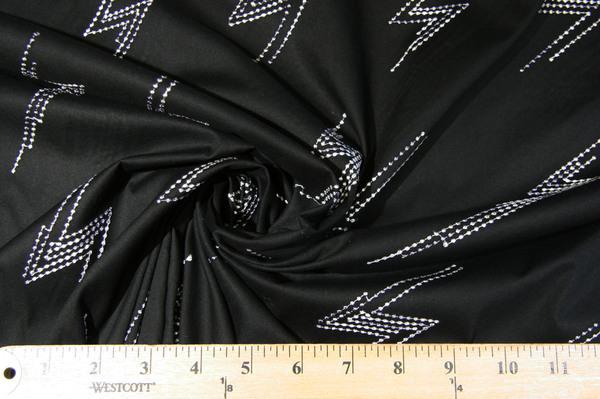 Black Embroidered Lightning Bolt Stretch Poplin 2 Black Embroidered Lightning Bolt Stretch Poplin