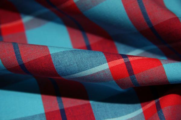 Turquoise & Red Plaid Cotton Poplin 1 Turquoise & Red Plaid Cotton Poplin