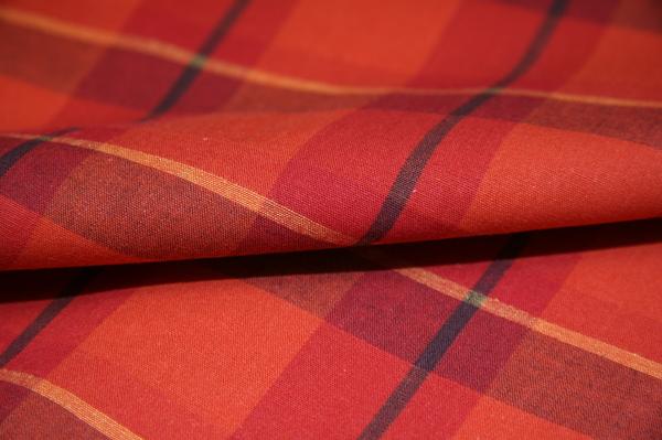 Deep Orange Plaid Cotton Poplin 1 Deep Orange Plaid Cotton Poplin
