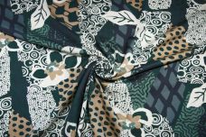 Large Teal Abstract Lightweight Twill