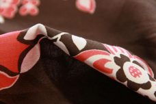 Coral & Brown Floral Stretch Poplin