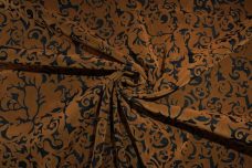 Flocked Gold Floral Stretch Denim